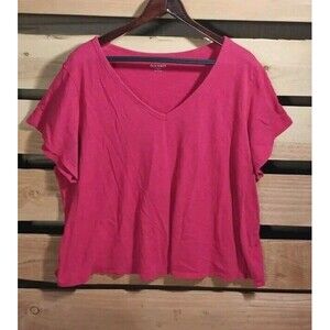 Old Navy Womens 2x Raspberry Pink T Shirt EveryWear Top Cotton V Neck Tee Active